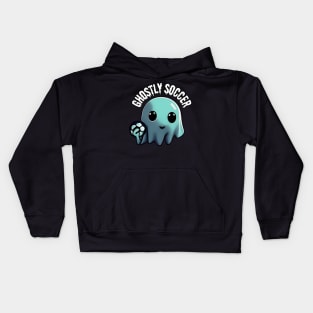 A cute ghost playing soccer: The Ghost's Game of Soccer, Halloween Kids Hoodie